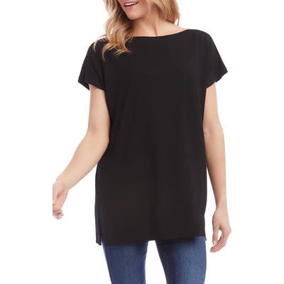 Karen Kane Boatneck Short Sleeve Tunic Top, Black
