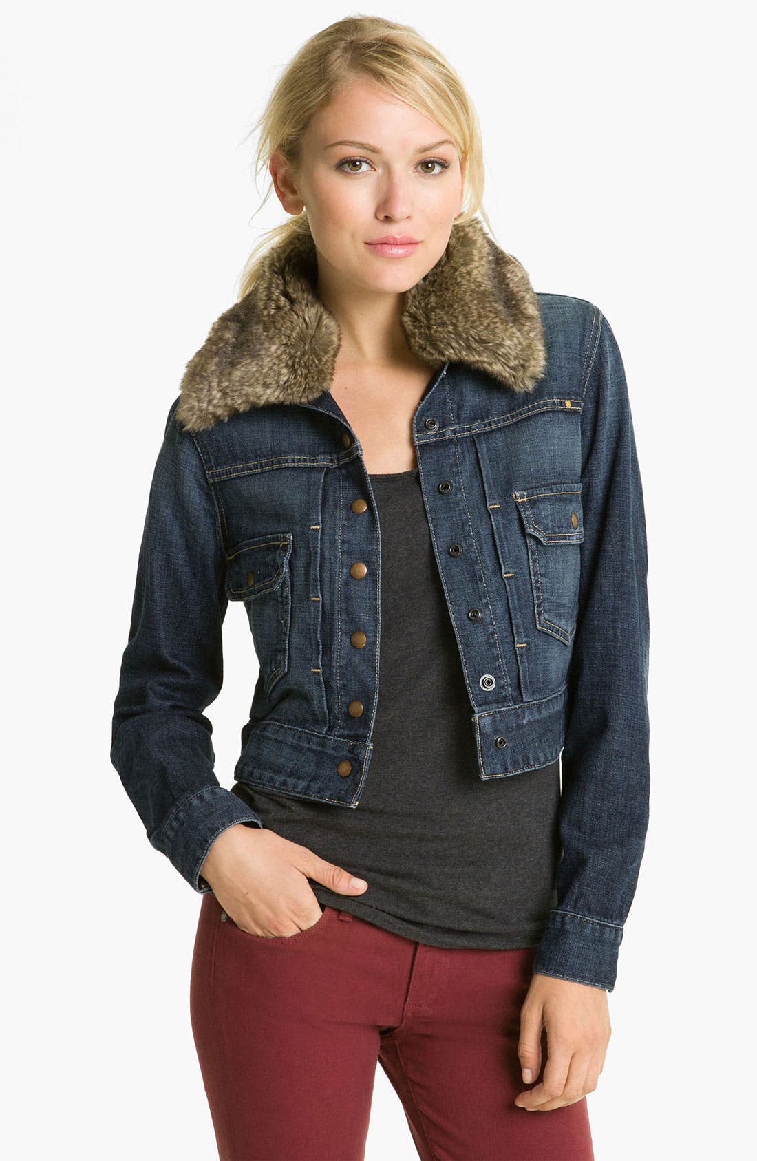 Lucky Brand Faux Fur Collar Denim Jacket Nordstrom
