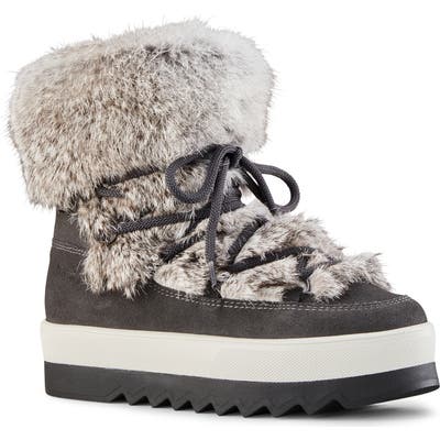 Cougar Vanora Waterproof Boot With Genuine Rabbit Fur Trim, Grey