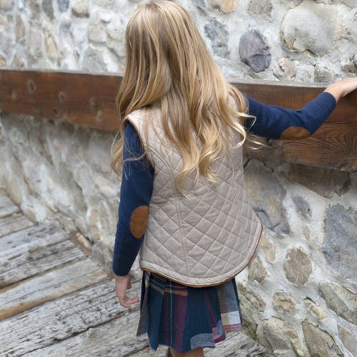 Hope & Henry Girls' Organic Pleated Buckle Skirt, Kids In Navy Multi Plaid