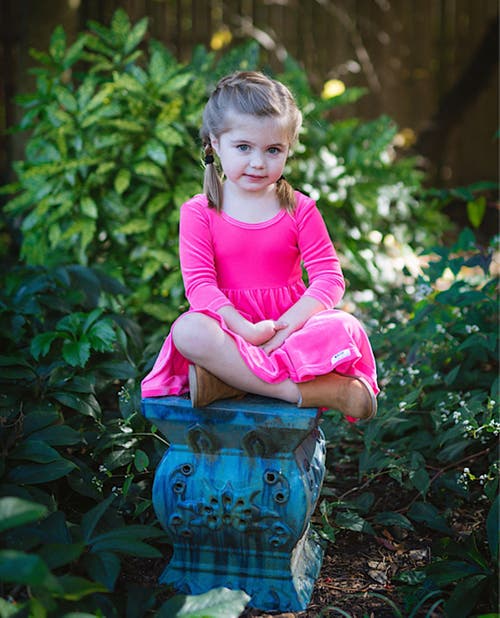 Worthy Threads Girls Stretch Velvet Twirly Dress In Pink Candy