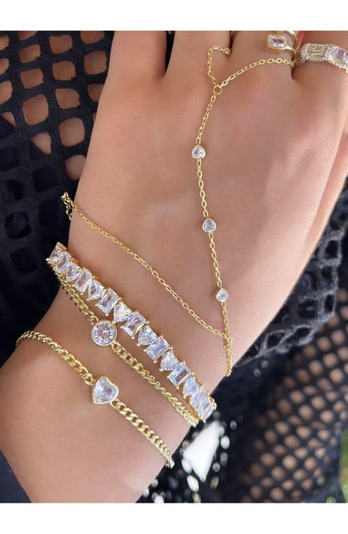 Shymi Fancy Shape Cubic Zirconia Curb Chain Bracelet In Gold/white/round Cut