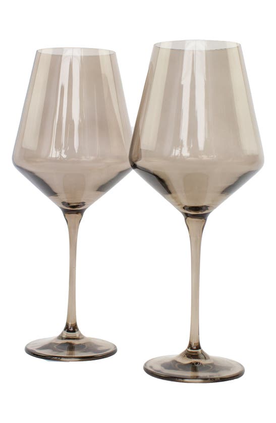 Estelle Colored Glass Set Of 2 Stem Wineglasses In Gray Smoke