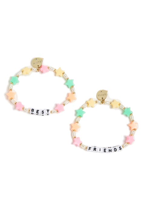 Children Alphabet Beads Bracelet Word Acrylic Beaded Macrame Cuff Bangle  Stretch