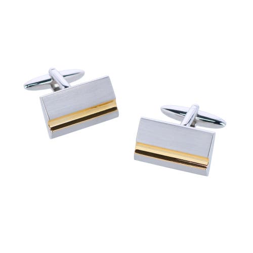 Trafalgar Stately Shiny Gold And Brushed Rhodium Cufflinks In Silver With Gold