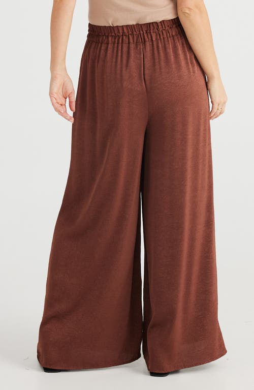 Shop Brave + True Brave+true Liza Wide Leg Damask Pants In Cocoa