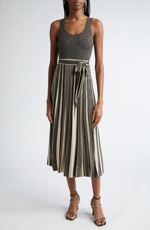 Shop Zimmermann Pleated Metallic Sweater Dress In Black/gold