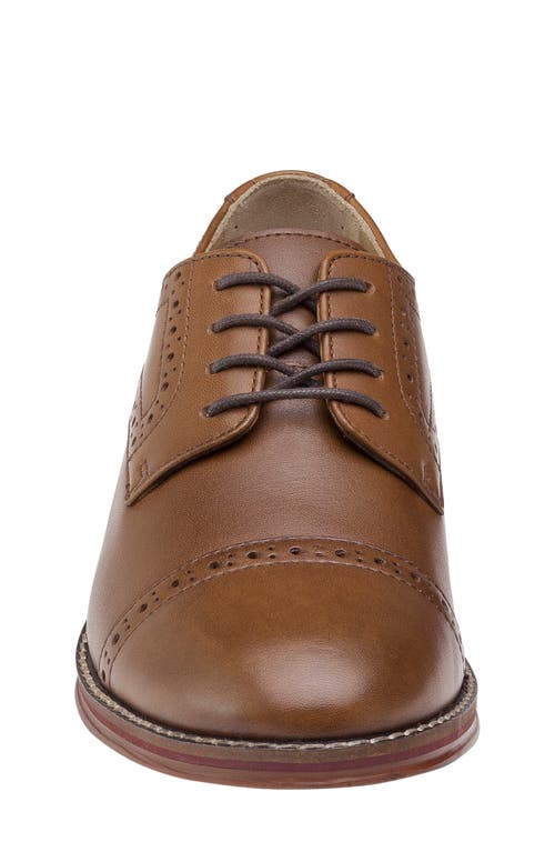 Johnston & Murphy Little Boys Conard Cap Toe Leather Shoes In Tan Full Grain