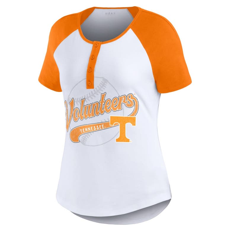 Shop Wear By Erin Andrews White Tennessee Volunteers Baseball Logo Raglan Henley T-shirt