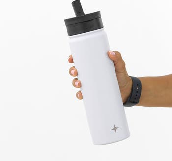 JoyJolt Triple Insulated 22-oz. Water Bottle with Flip Lid & Sport Straw Lid, White