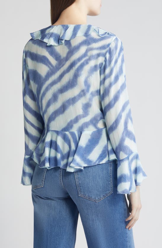 Shop Rails Nicoletta Long Sleeve Peplum Crop Top In Blue Watercolor Stripes