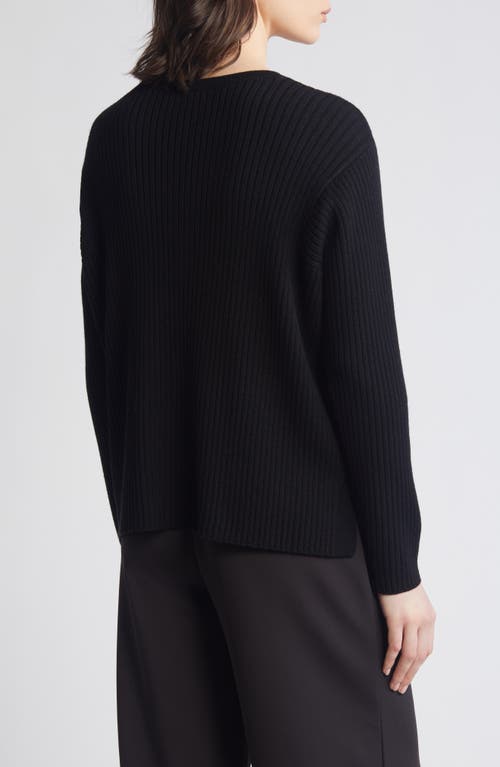 Shop Eileen Fisher Crewneck Rib Sweater In Black