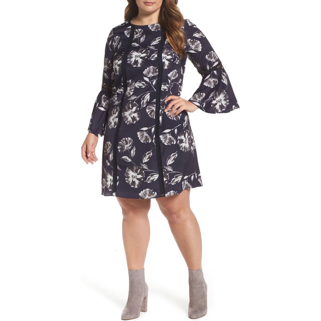 Vince Camuto Bell Sleeve Shift Dress In Navy