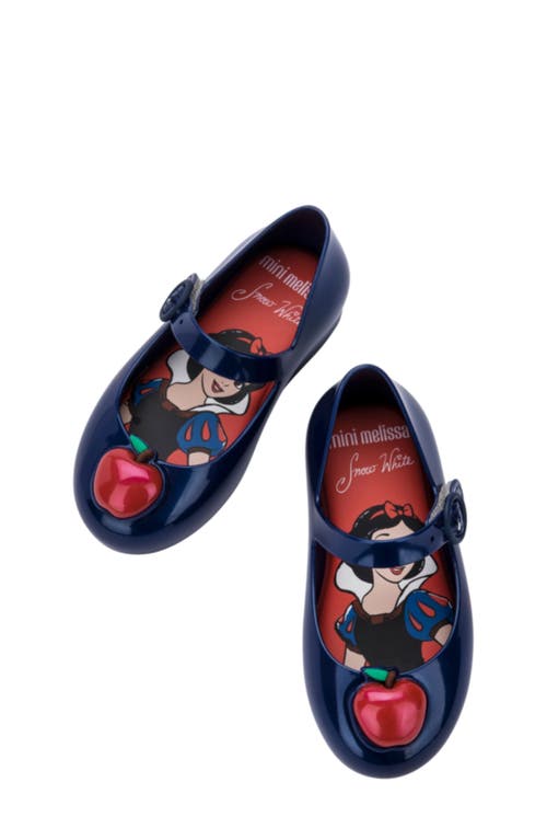 Melissa Mini Sweet Love Disney Princess Mary Jane Flat In Metallic Blue/red