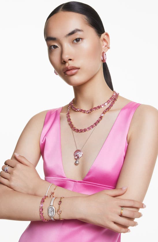 Shop Swarovski Millenia Crystal Tennis Necklace In Pink
