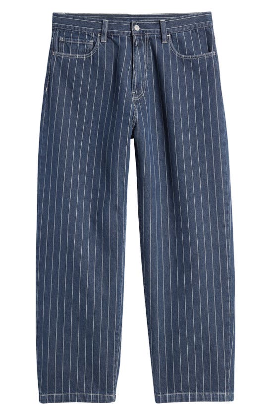 Shop Carhartt Orlean Stripe Jeans In Blue/ White Stone Washed