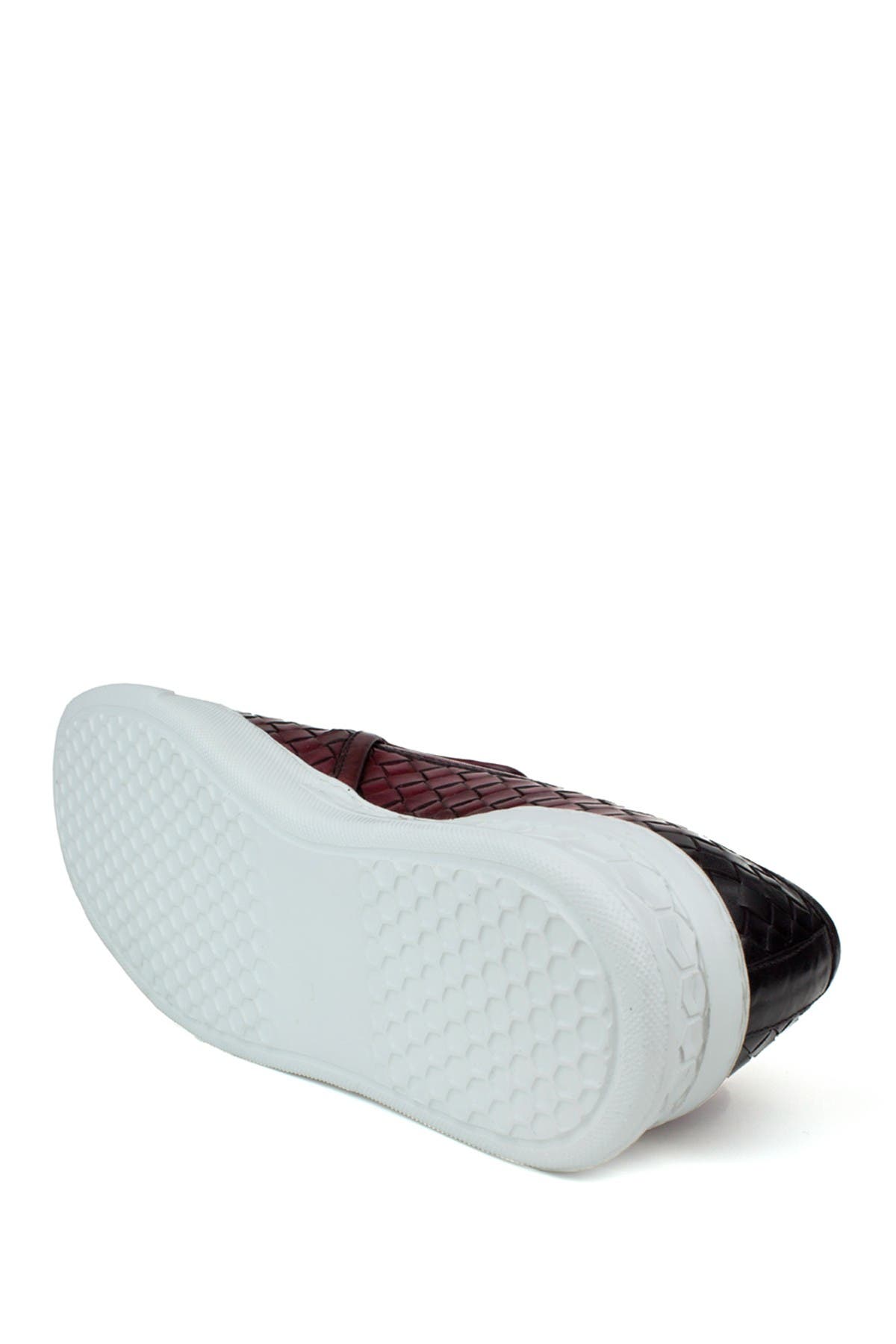 Sepol Asbury Woven Leather Slip-on Sneaker In Dark Red2