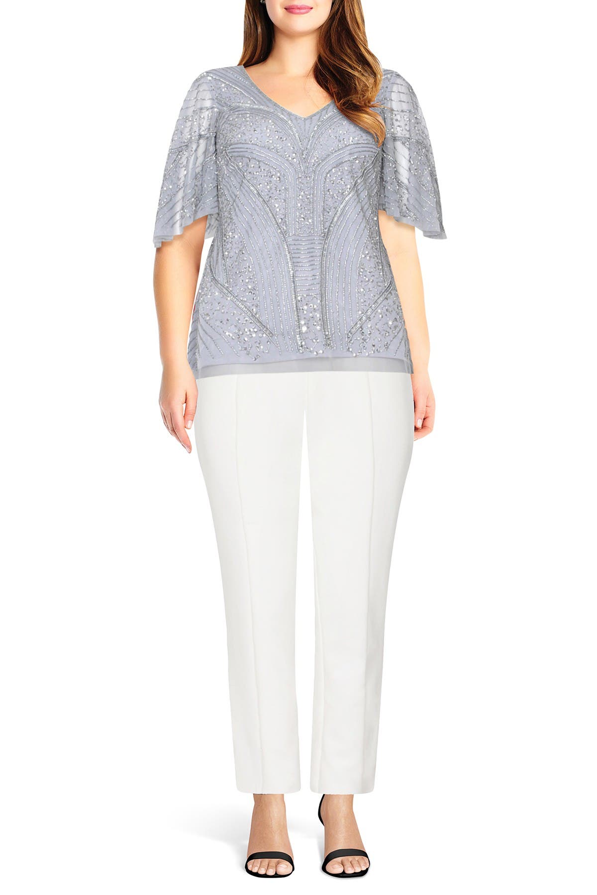 Adrianna Papell Crepe Slim Fit Pants In Ivory
