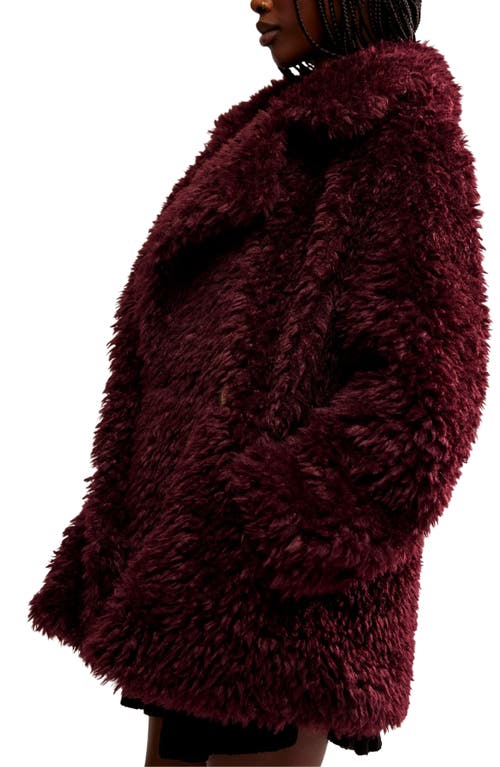 Shop Free People Sophie Faux Fur Peacoat In Vineyard Grape