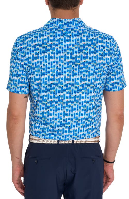 Robert Graham Tequila Sunrise Short Sleeve Performance Golf Polo In Light Blue