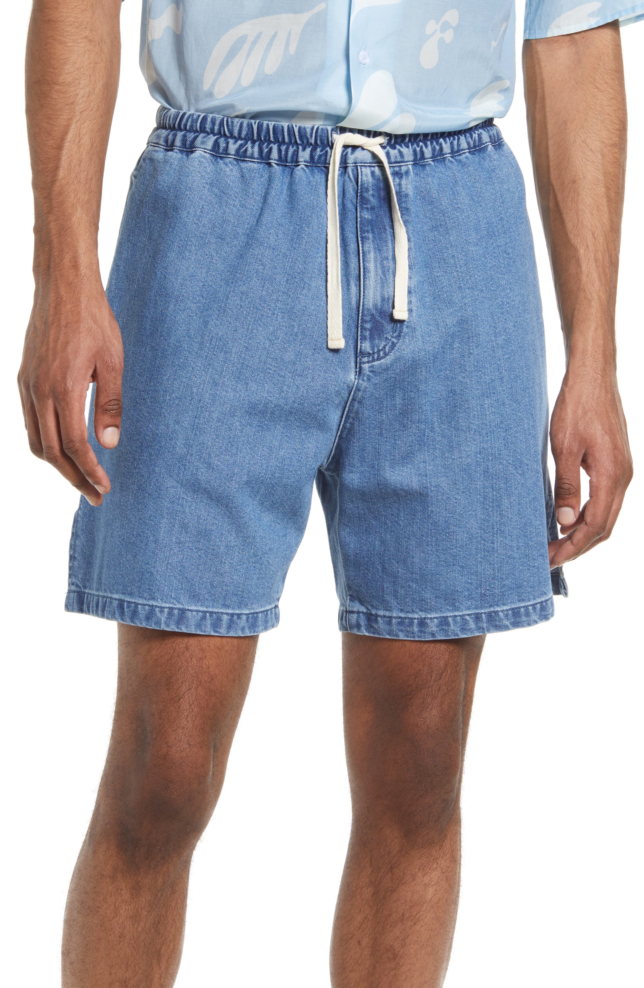 drawstring denim shorts mens