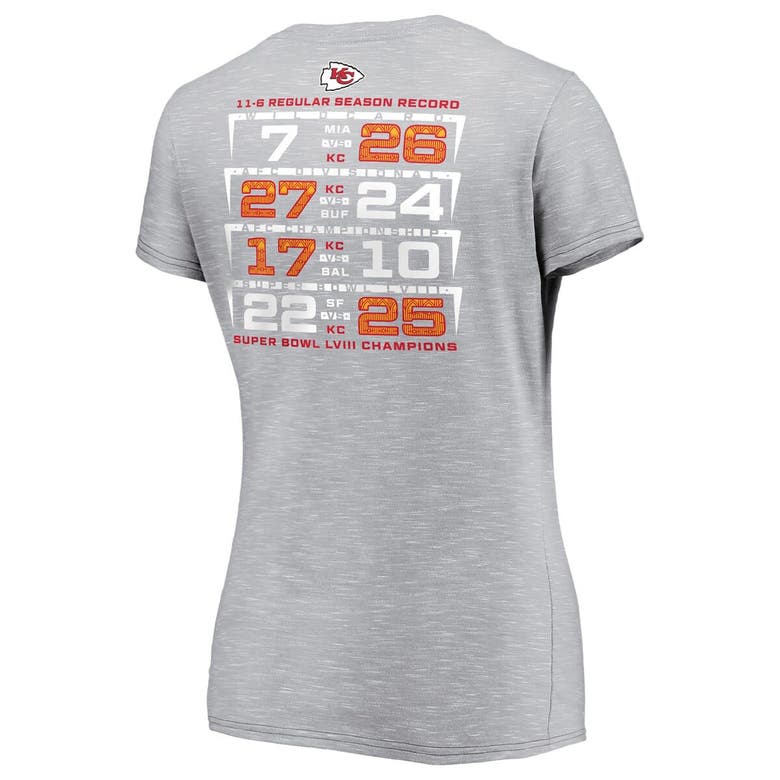 Shop Fanatics Branded  Gray Kansas City Chiefs Super Bowl Lviii Champions Counting Points V-neck T-shirt