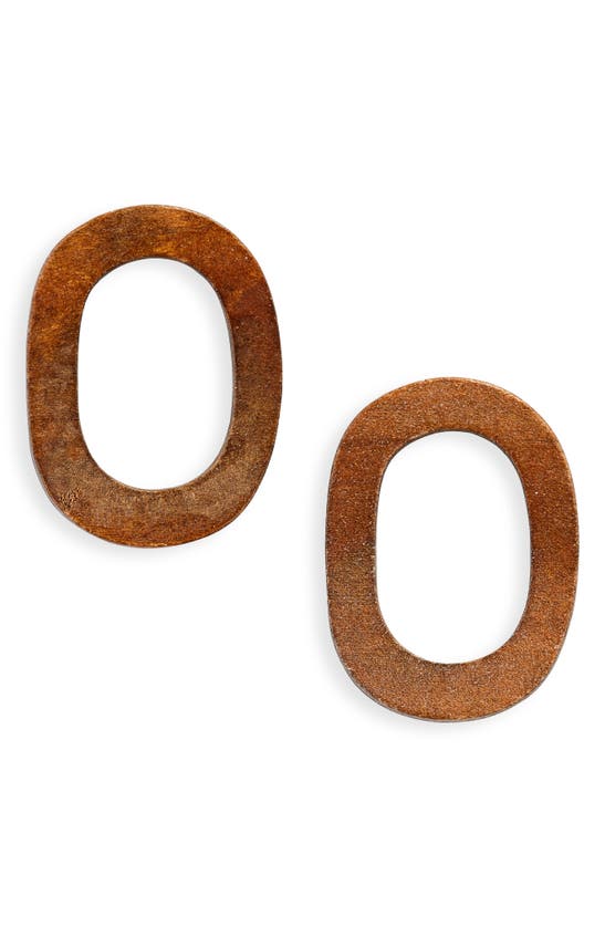 Tasha Wood Circle Earrings In Brown