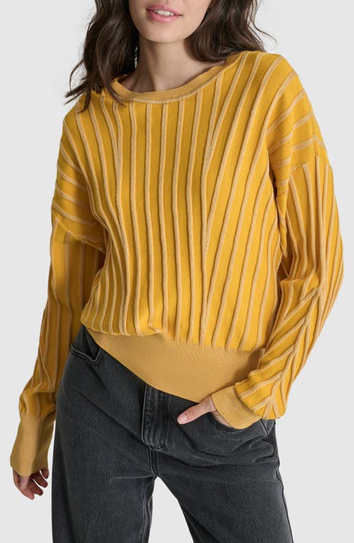 Shop Dkny Transfer Stitch Sweater In Goldenrod/vanilla Bean