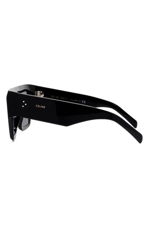 Shop Celine 60mm Flat Top Sunglasses In Black/smoke