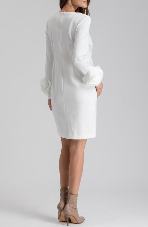Pietro Brunelli Rosette Cuff Long Sleeve Maternity Sheath Dress In White