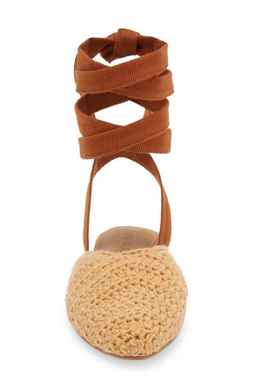 Shekudo Porto Novo Ankle Wrap Flat In Latte