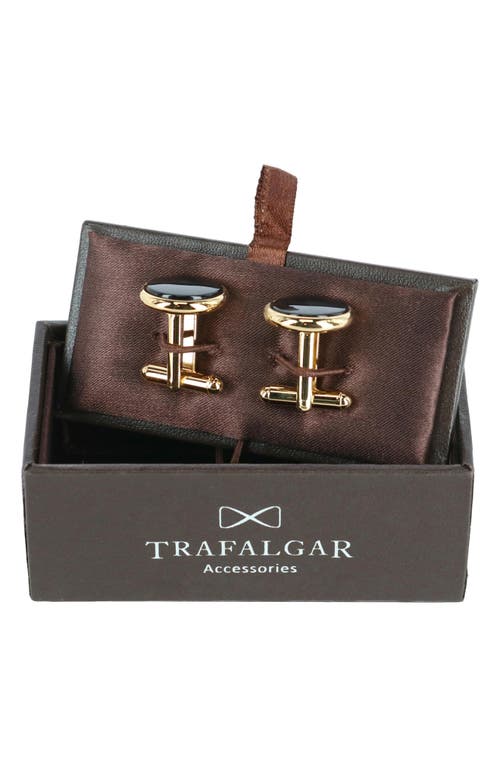 Shop Trafalgar Sutton Onyx Cuff Links In Yellow