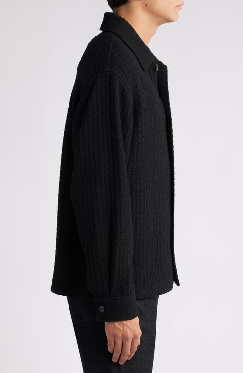 Frame Men's Textured Wool-blend Overshirt In Black