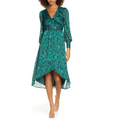Ali & Jay No Regrets Long Sleeve Jacquard Dress, Green