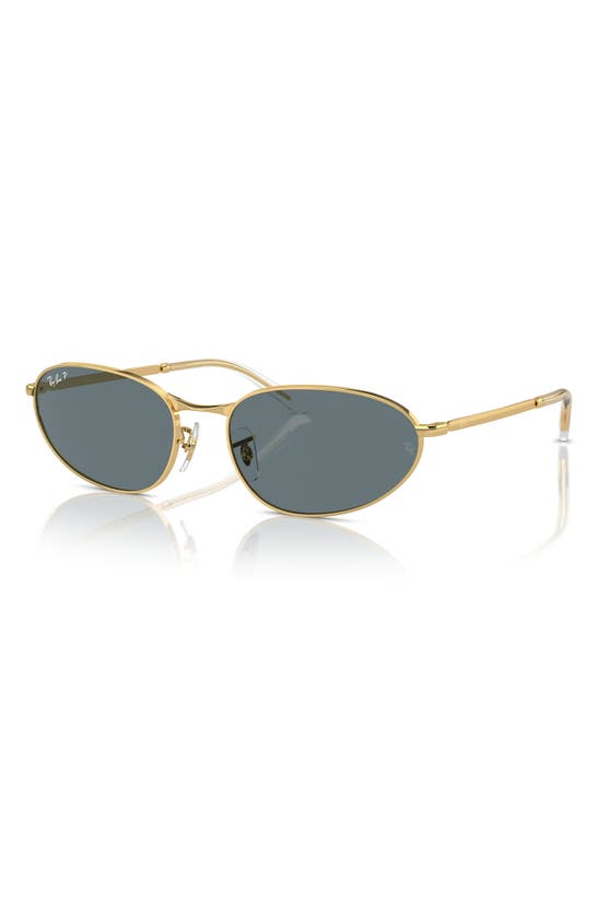 Ray Ban 59mm Polarized Oval Sunglasses In Gold Flash