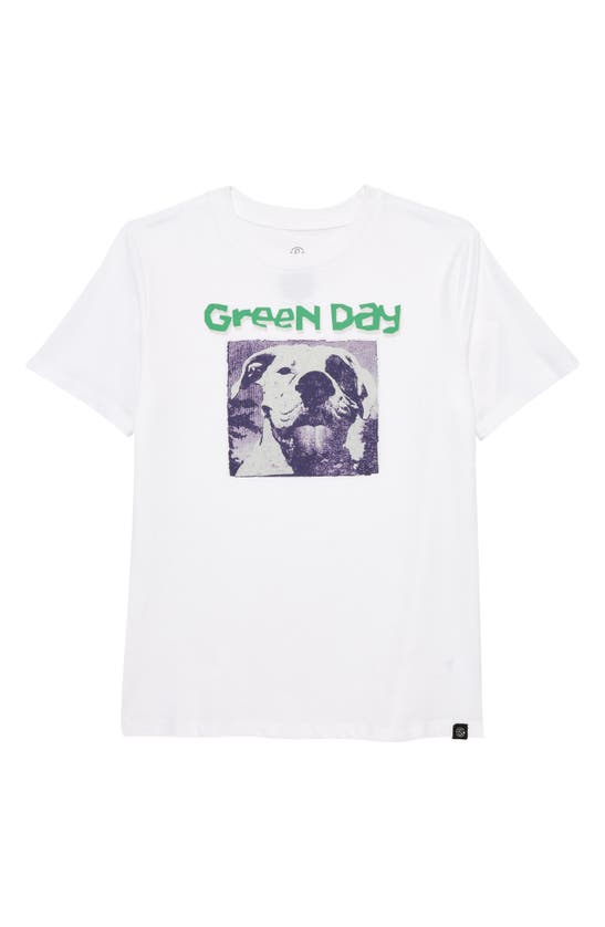 Treasure & Bond Kids' Crewneck Graphic Tee In White Green Day