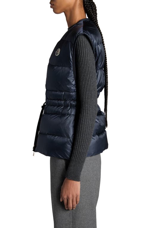 Moncler Nai Nylon Down Vest In Dark Navy Blue