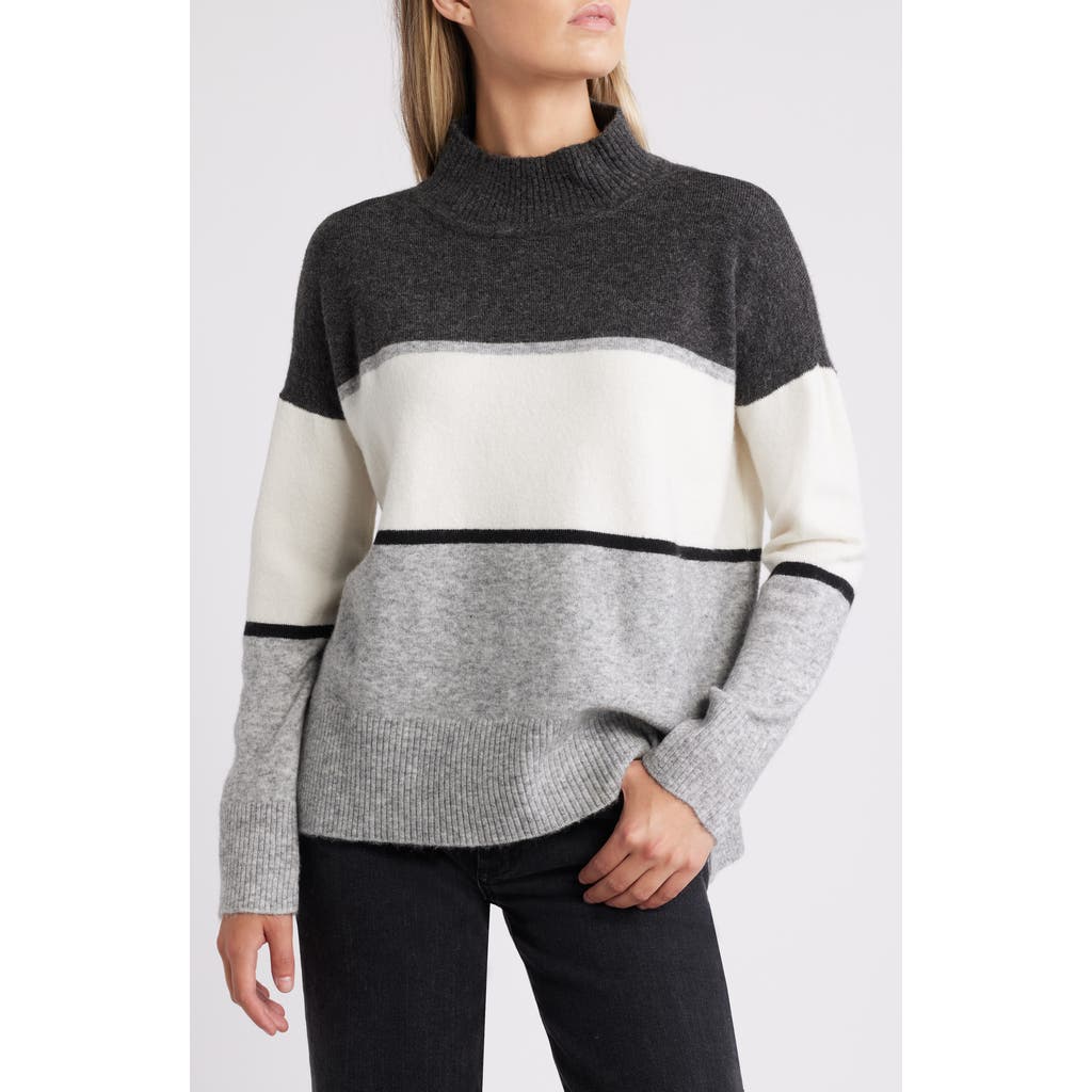 Hatley Colorblock Mock Neck Tunic Sweater in Grey