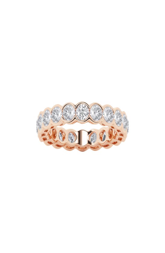 Badgley Mischka Oval Lab Created Diamond Half Bezel Eternity Band Ring In Pink