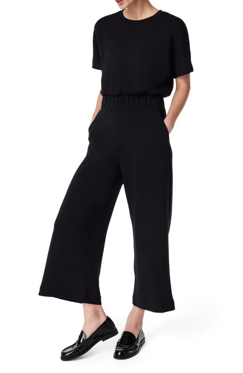 ® SPANX AirEssentials Short Sleeve Crop Wide Leg Jumpsuit in Very Black