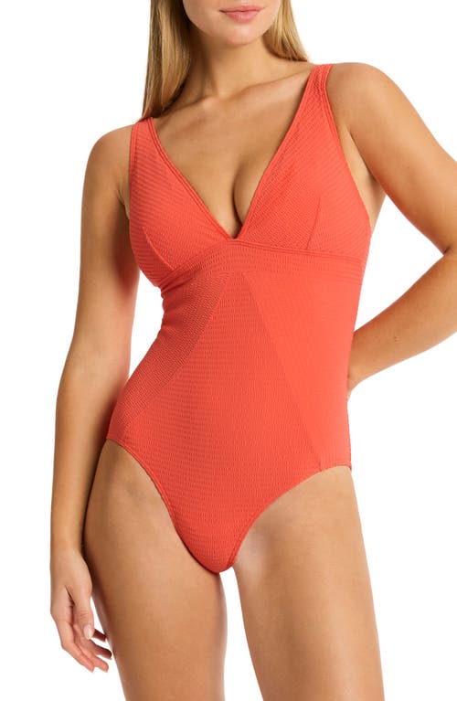 Panel Line Multifit One-Piece Swimsuit in Flame