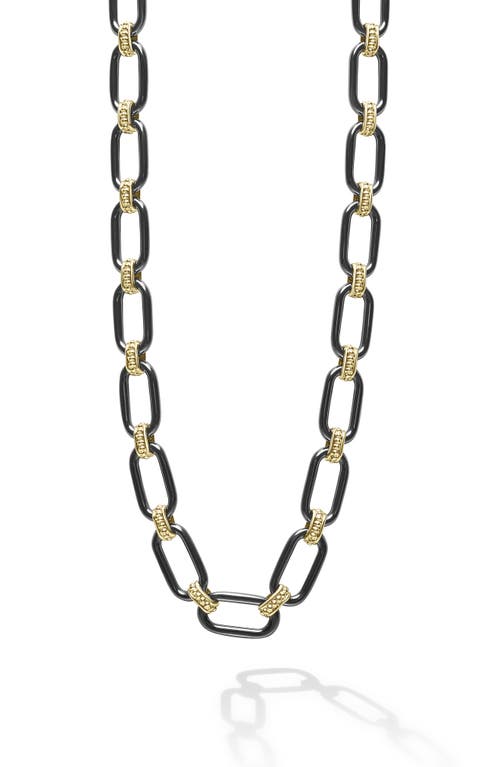 Signature Black Caviar Chain Necklace in Gold