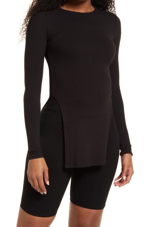Naked Wardrobe Snatched to the Side Ribbed Leggings in Black at Nordstrom,  Size X-Small 