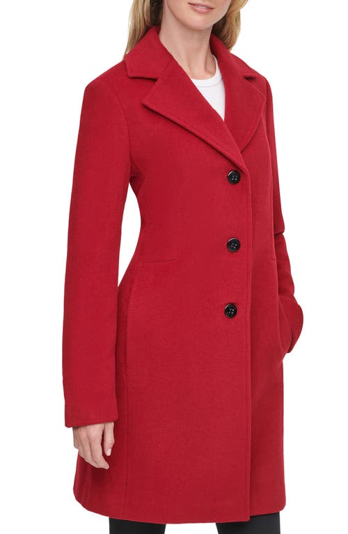 Calvin Klein Notch Wool Blend Coat In Red Velvet