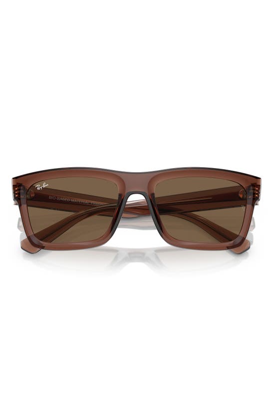 Shop Ray Ban Warren 57mm Rectangular Sunglasses In Transparent