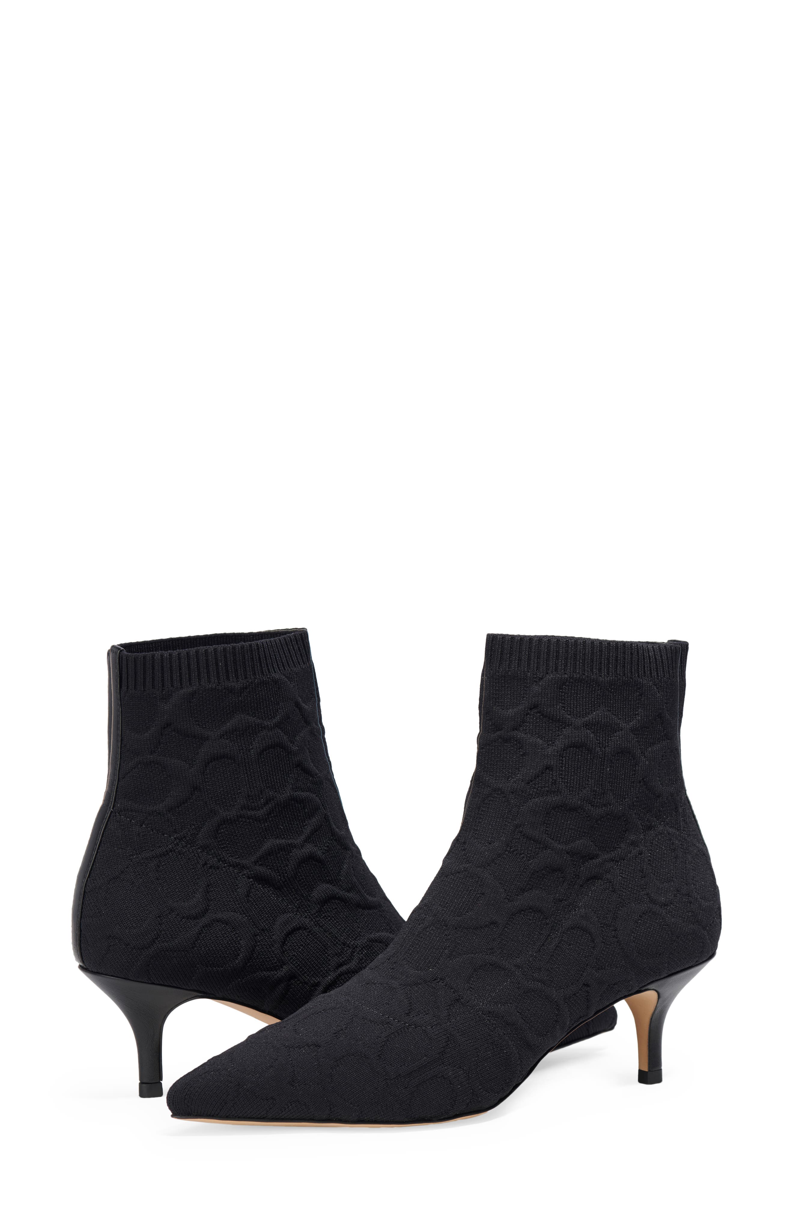 COACH Jade Logo Knit Pointed Toe Bootie 