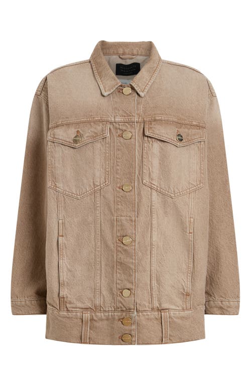 Shop Allsaints Willow Oversize Denim Jacket In Light Brown