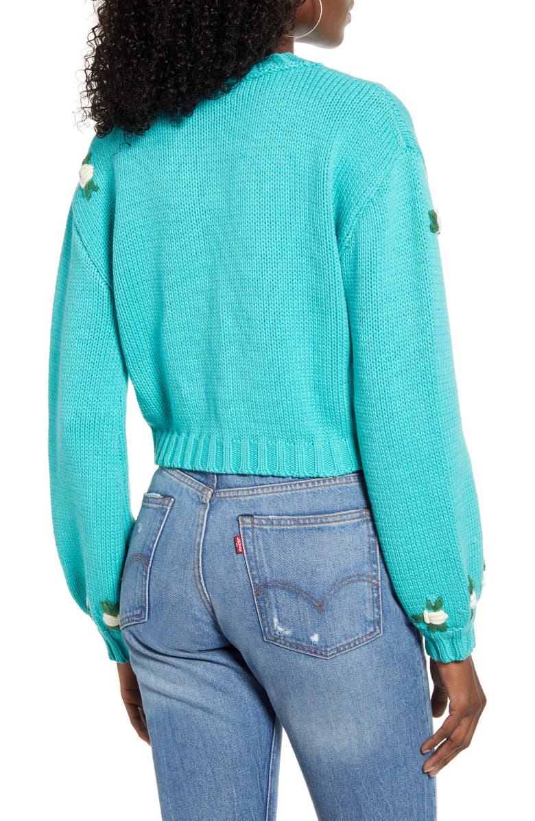 4SI3NNA Tegan Floral Crop Cardigan Sweater, Alternate, color, 