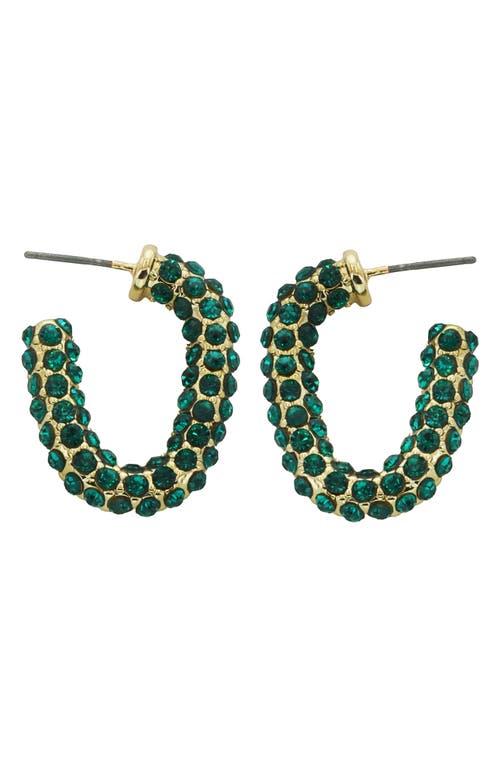 Shop Panacea Crystal Hoop Earrings In Green