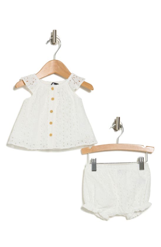 Shop 7 For All Mankind Eyelet Button Top & Shorts Set In Bright White